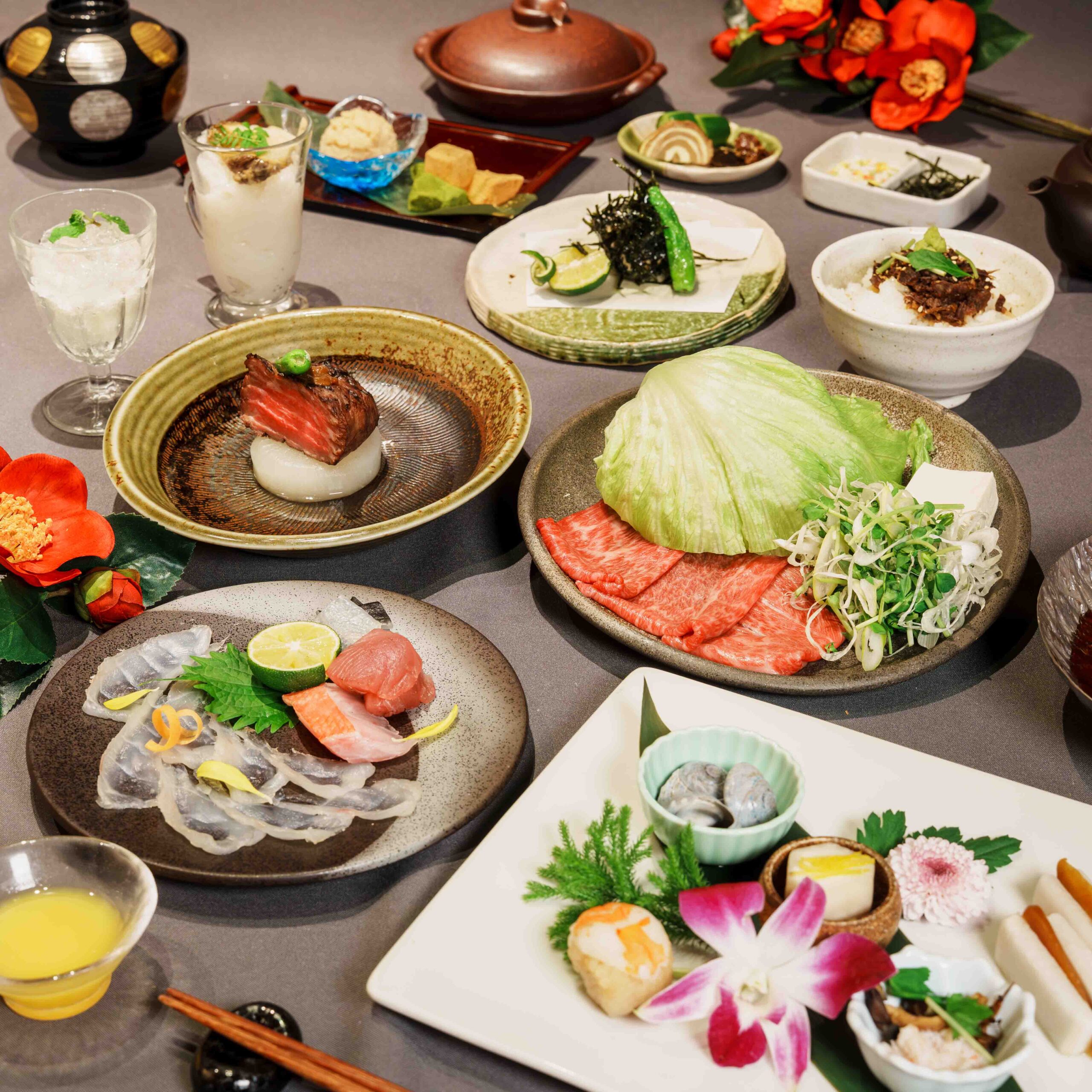 産直海鮮と国産牛、料理長厳選「榊」さかきコース